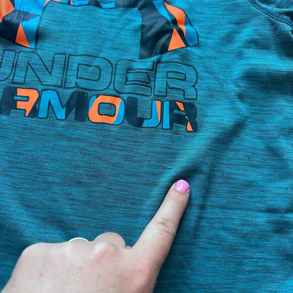 Under Armour Teal and Orange Athletic Short Sleeve Tee - Picture 3 of 5
